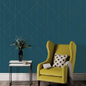 Papier peint Torpa bleu et argent - TERENCE CONRAN - Lutèce - TC25200