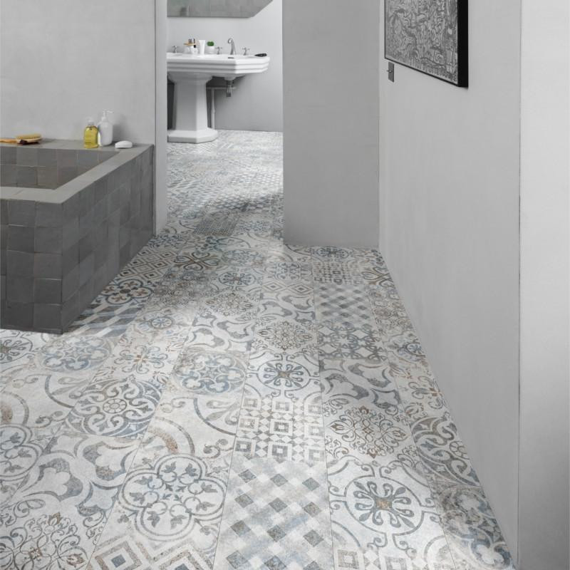 Sol Stratifié carreaux de ciment Retro Chic bleu gris - OCEAN - Berry Alloc 