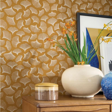 Papier peint Ginkgo safran - PORTFOLIO - Casamance - 73970325