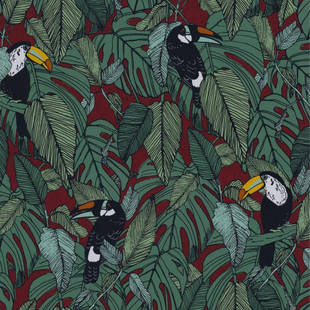 Papier peint intissé TOUCAN bordeaux - Collection PORTFOLIO - CASAMANCE