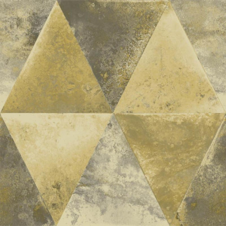 Papier peint Triangles Métallisés or et cuivre - HEXAGONE - Ugepa - L62502