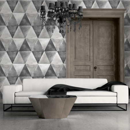 Papier peint Triangles Métallisés argent et cuivre - HEXAGONE - Ugepa - L62509