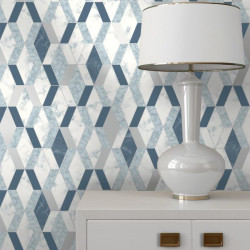 Papier peint Hexagonal marbre et bleu - HEXAGONE - Ugepa - L63801