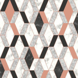 Papier peint Hexagonal marbre et rose - HEXAGONE - Ugepa - L63805