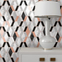 Papier peint Hexagonal marbre et rose - HEXAGONE - Ugepa - L63805