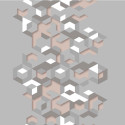 Papier peint Géométrique gris et rose - HEXAGONE - Ugepa - L57703