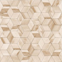 Papier peint vinyle géométrique beige effet de bois - HEXAGONE - UGEPA