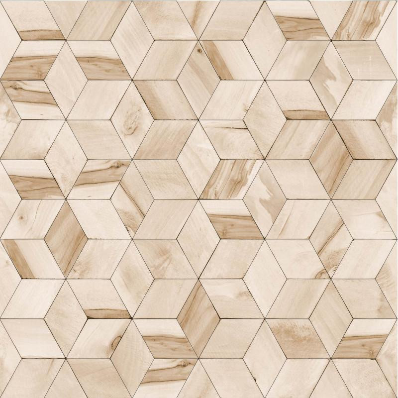 Papier peint Géométrique Bois beige - HEXAGONE - Ugepa - L59207