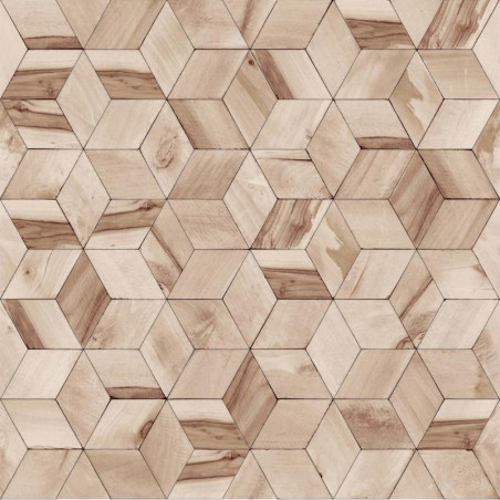 Papier peint Géométrique Bois marron - HEXAGONE - Ugepa - L59208