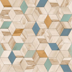 Papier peint Géométrique Bois bleu - HEXAGONE - Ugepa - L59301