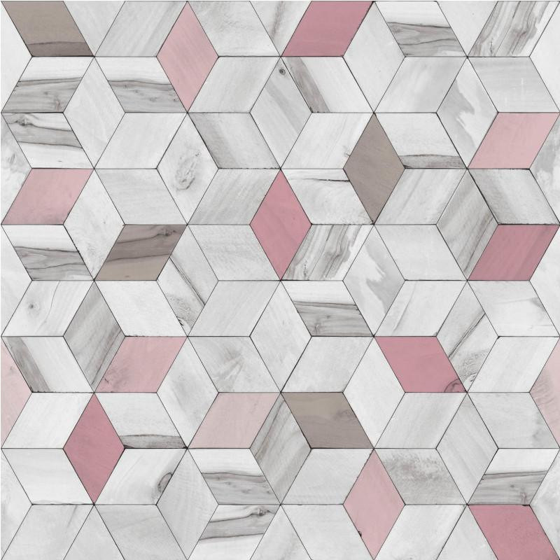 Papier peint Géométrique Bois rose - HEXAGONE - Ugepa - L59303