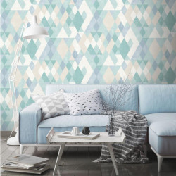 Papier peint Losanges bleu - HEXAGONE - Ugepa - L59801