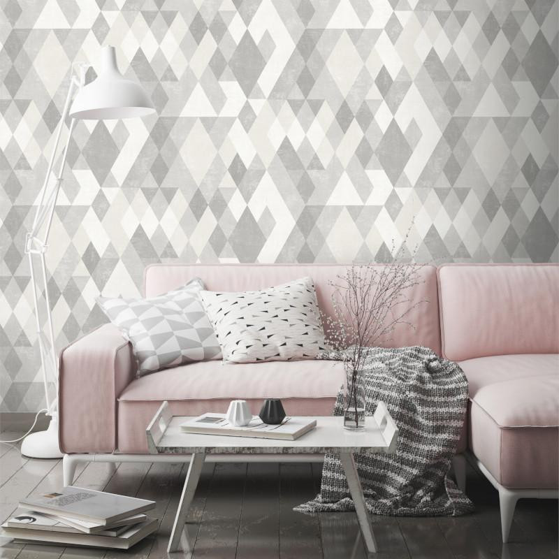 Papier peint vinyle Losanges beige - HEXAGONE - UGEPA
