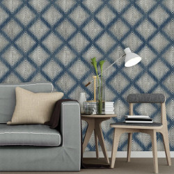 Papier peint Géométrique Métallisé bleu - HEXAGONE - Ugepa - L60001