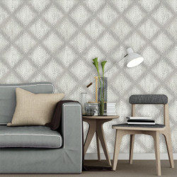 Papier peint Géométrique Métallisé beige - HEXAGONE - Ugepa - L60007