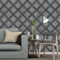Papier peint Géométrique Métallisé gris foncé - HEXAGONE - Ugepa - L60009