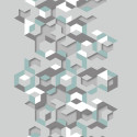 Papier peint Géométrique bleu et gris - HEXAGONE - Ugepa - L57711