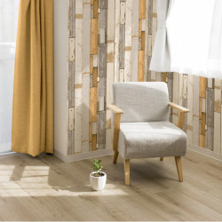 Papier peint vinyle jaune trompe l'oeil effet bois - FAUX SEMBLANT - UGEPA - L10402