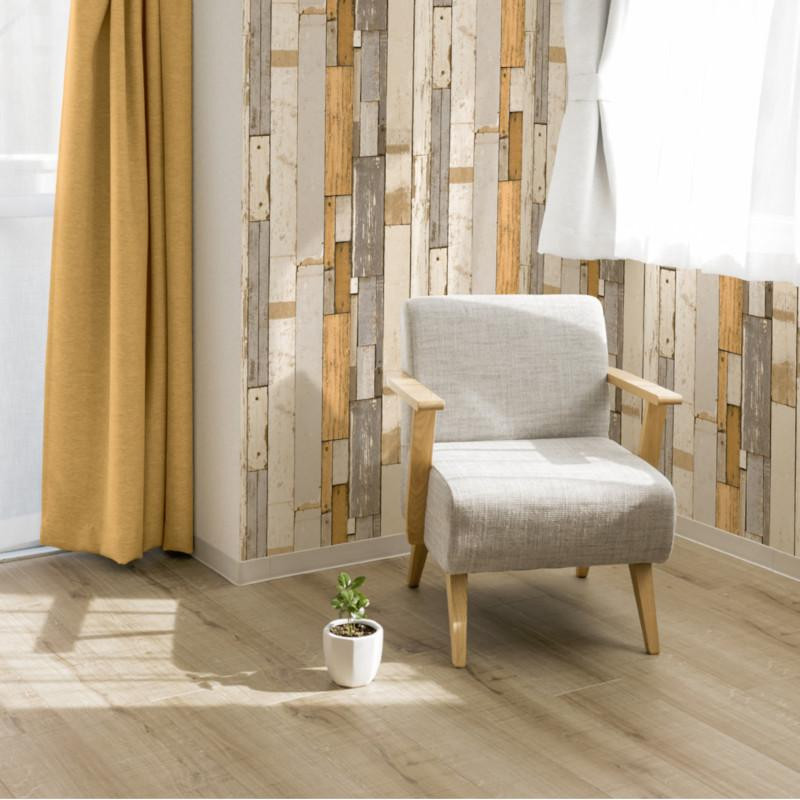 Papier peint vinyle jaune trompe l'oeil effet bois - FAUX SEMBLANT - UGEPA - L10402