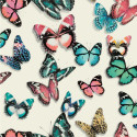 Papier peint vinyle trompe l'oeil Papillons multicolores - FAUX SEMBLANT - UGEPA