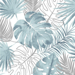 Papier peint Palmes Jungle bleu et argent - ESCAPADE - Ugepa - L60401