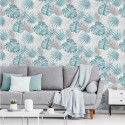 Papier peint Palmes Jungle bleu et argent - ESCAPADE - Ugepa - L60401