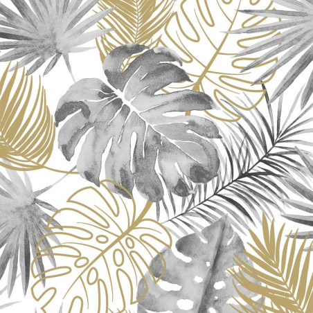 Papier peint Palmes Jungle gris et or - ESCAPADE - Ugepa - L60409