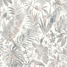 Papier peint Feuillage Tropical et Oiseaux - gris et beige - ESCAPADE Ugepa