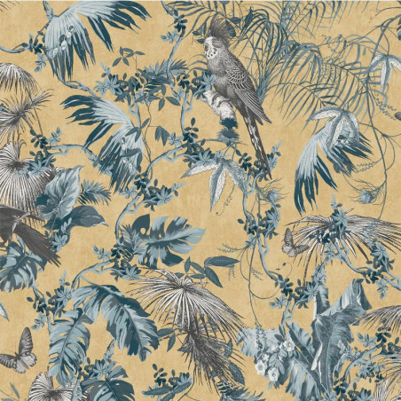 Papier peint Tropical bleu et or - ESCAPADE - Ugepa - L69801