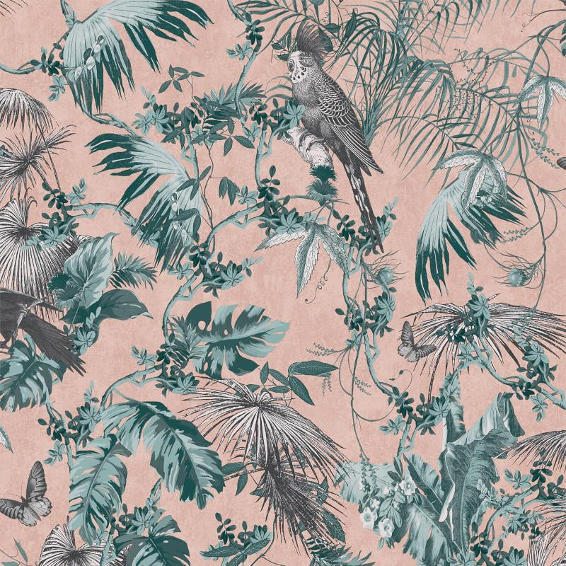 Papier peint Tropical vert et rose - ESCAPADE - Ugepa - L69804
