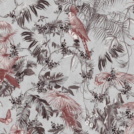 Papier peint Tropical rouge et argent - ESCAPADE - Ugepa - L69808