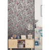 Papier peint vinyle foil à motif Tropical rouge et argent - Escapade Ugepa