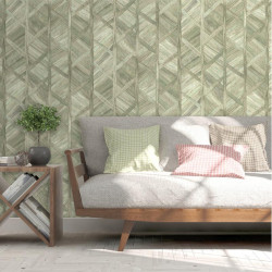 Papier peint Paille Tressée vert et beige - ESCAPADE - Ugepa - L61604