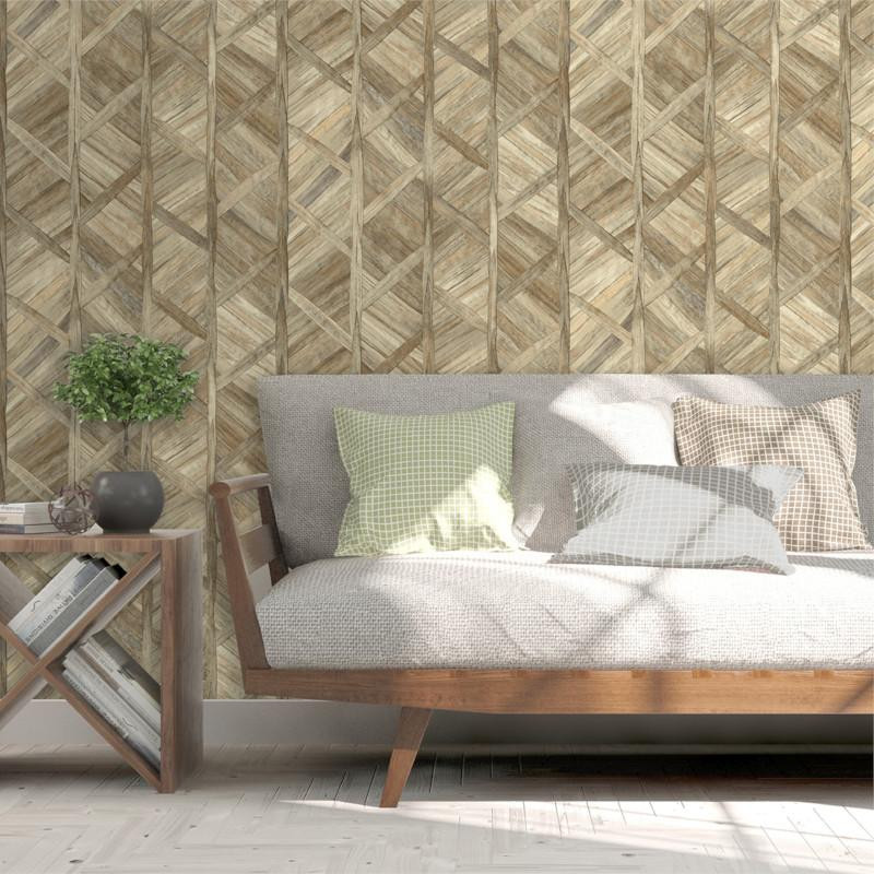 Papier peint Paille Tressée marron beige - ESCAPADE -  Ugepa - L61607