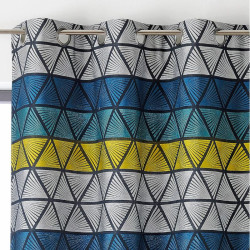 Rideau à œillets Gabin bleu, jaune et gris - Linder - 0991-45
