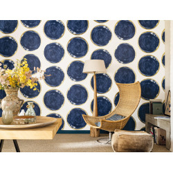 Papier peint Volta bleu et or - IDYLLE  - Casadeco - IDYL83816506