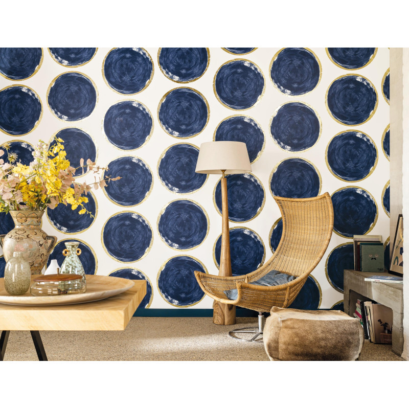 Papier peint Volta bleu et or - IDYLLE  - Casadeco - IDYL83816506
