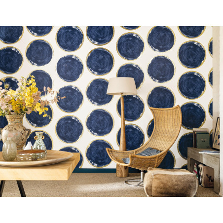 Papier peint Volta bleu et or - IDYLLE  - Casadeco - IDYL83816506