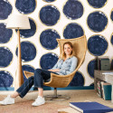 Papier peint intissé motif Cercle bleu/or - IDYLLE  - Casadeco