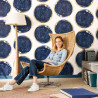 Papier peint intissé motif Cercle bleu/or - IDYLLE  - Casadeco