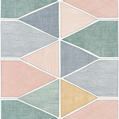 Papier peint Stella Color émeraude, rose et jaune - NOVA - Casadeco - NOVA84157434