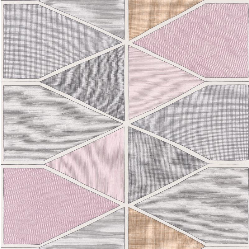 Papier peint vinyle sur intissé STELLA COLOR gris, rose parme - Collection NOVA - Casadeco