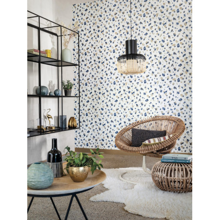 Papier peint Onyx Terrazzo bleu - IDYLLE  - Casadeco - IDYL83866530