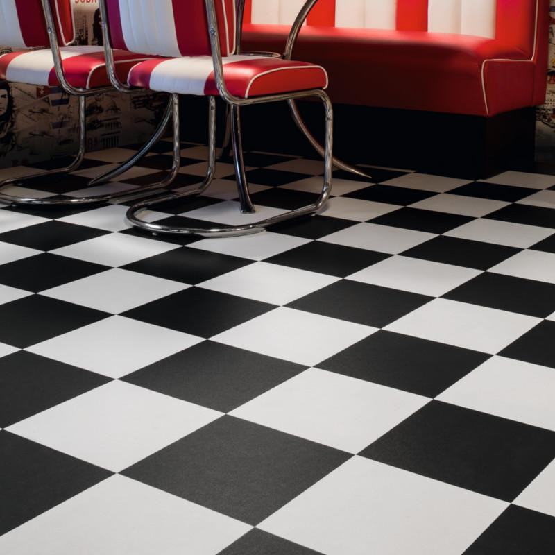 Rouleau adhésif déco damier carreaux noirs et blancs