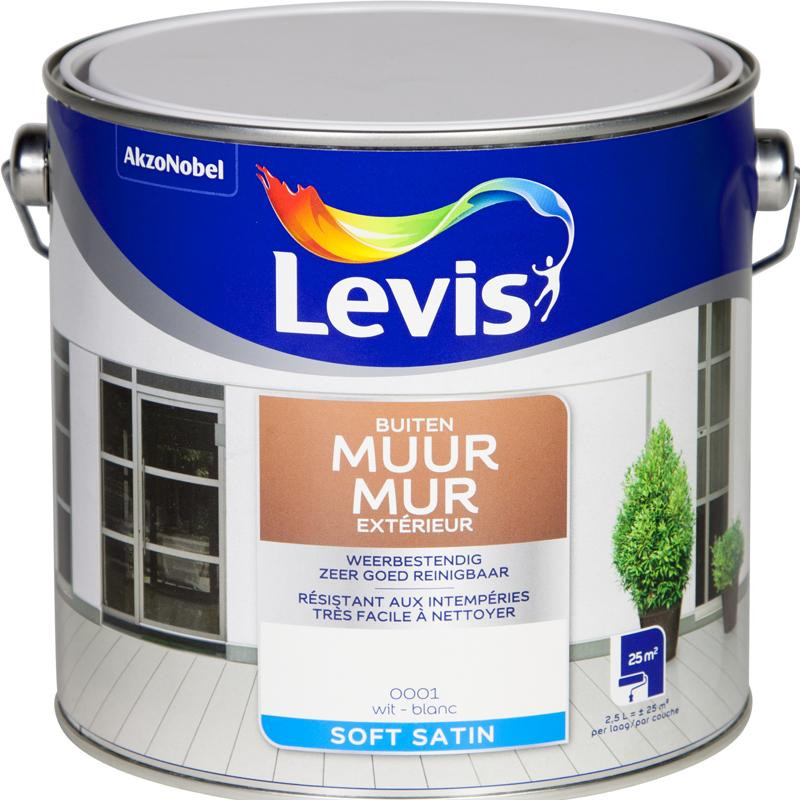 Peinture extérieure spéciale MUR blanc satin - 2,5L - LEVIS