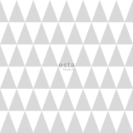 Papier peint intissé enfant Triangles géométriques gris - Little Bandits - ESTA HOME