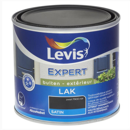 Laque extérieure spécial bois "EXPERT" noir satin - 500 ml - LEVIS
