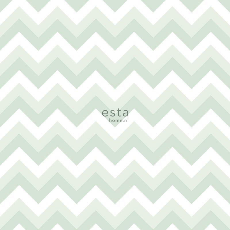 Papier peint intissé enfant Chevrons vert menthe - Little Bandits - ESTA HOME