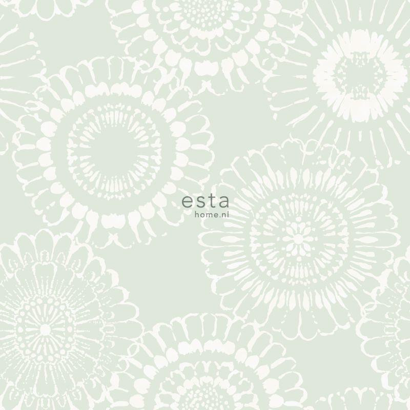 Papier peint Fleurs vert menthe - LITTLE BANDITS - Esta Home - 128861