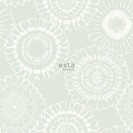 Papier peint Fleurs vert menthe - LITTLE BANDITS - Esta Home - 128861